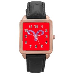 Illustrated Zodiac Red Star Purple Rose Gold Leather Watch  by Mariart