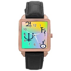 Illustrated Zodiac Star Rose Gold Leather Watch  by Mariart