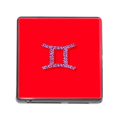 Illustrated Zodiac Red Purple Star Polka Dot Grey Memory Card Reader (square) by Mariart