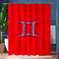 Illustrated Zodiac Red Purple Star Polka Dot Grey Shower Curtain 60  X 72  (medium)  by Mariart