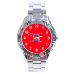 Illustrated Zodiac Red Purple Star Polka Dot Grey Stainless Steel Analogue Watch by Mariart