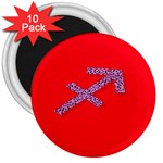 Illustrated Zodiac Star Red Purple 3  Magnets (10 pack)  Front