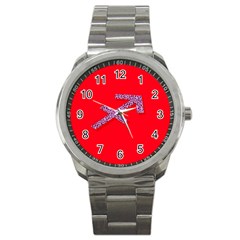 Illustrated Zodiac Star Red Purple Sport Metal Watch by Mariart