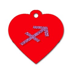 Illustrated Zodiac Star Red Purple Dog Tag Heart (two Sides) by Mariart