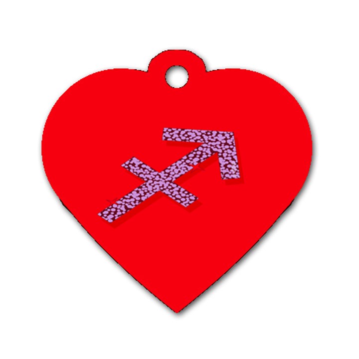 Illustrated Zodiac Star Red Purple Dog Tag Heart (Two Sides)