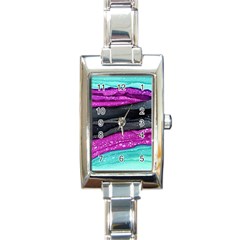 Green Pink Purple Black Stone Rectangle Italian Charm Watch by Mariart