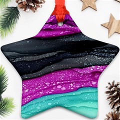 Green Pink Purple Black Stone Ornament (star) by Mariart