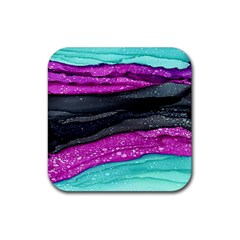 Green Pink Purple Black Stone Rubber Coaster (square) 