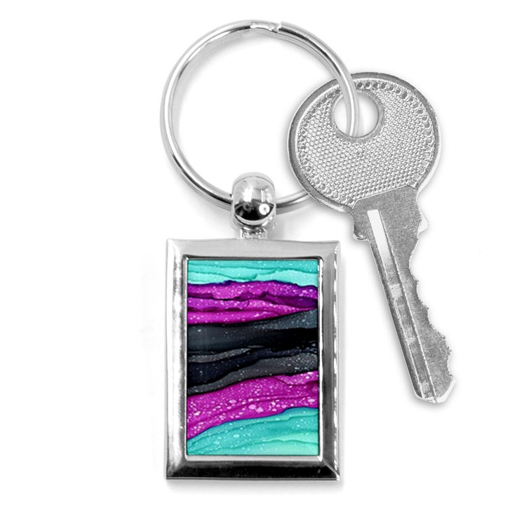 Green Pink Purple Black Stone Key Chains (Rectangle) 