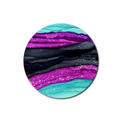 Green Pink Purple Black Stone Rubber Coaster (round) 