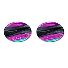 Green Pink Purple Black Stone Cufflinks (oval) by Mariart