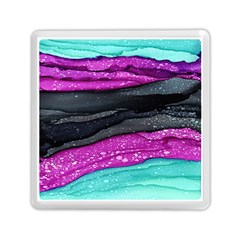 Green Pink Purple Black Stone Memory Card Reader (square)  by Mariart