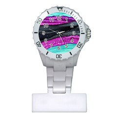 Green Pink Purple Black Stone Plastic Nurses Watch by Mariart