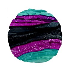 Green Pink Purple Black Stone Standard 15  Premium Flano Round Cushions by Mariart