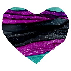 Green Pink Purple Black Stone Large 19  Premium Flano Heart Shape Cushions by Mariart