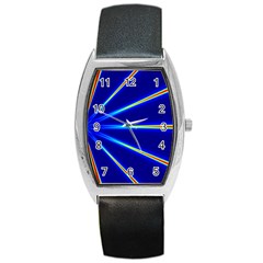 Light Neon Blue Barrel Style Metal Watch by Mariart