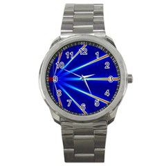 Light Neon Blue Sport Metal Watch by Mariart