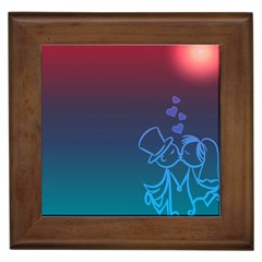 Love Valentine Kiss Purple Red Blue Romantic Framed Tiles by Mariart