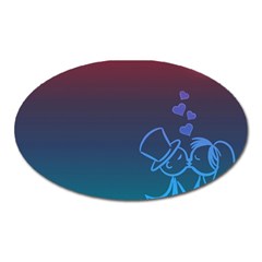 Love Valentine Kiss Purple Red Blue Romantic Oval Magnet by Mariart