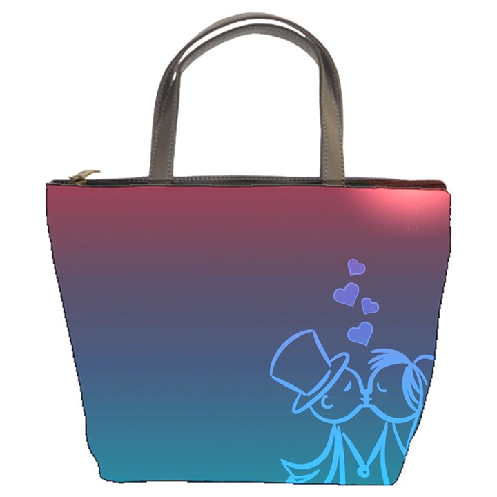 Love Valentine Kiss Purple Red Blue Romantic Bucket Bags