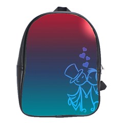 Love Valentine Kiss Purple Red Blue Romantic School Bags(large)  by Mariart