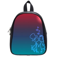 Love Valentine Kiss Purple Red Blue Romantic School Bags (small)  by Mariart