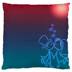 Love Valentine Kiss Purple Red Blue Romantic Large Cushion Case (two Sides) by Mariart