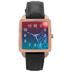 Love Valentine Kiss Purple Red Blue Romantic Rose Gold Leather Watch  by Mariart