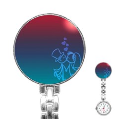 Love Valentine Kiss Purple Red Blue Romantic Stainless Steel Nurses Watch by Mariart