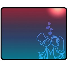 Love Valentine Kiss Purple Red Blue Romantic Double Sided Fleece Blanket (medium) 