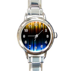 Light Orange Blue Round Italian Charm Watch