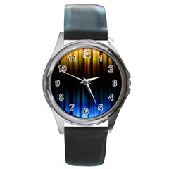 Light Orange Blue Round Metal Watch by Mariart