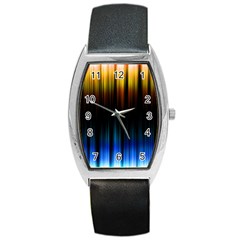 Light Orange Blue Barrel Style Metal Watch