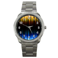 Light Orange Blue Sport Metal Watch