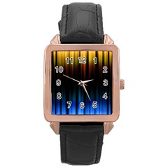 Light Orange Blue Rose Gold Leather Watch 