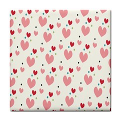 Love Heart Pink Polka Valentine Red Black Green White Tile Coasters by Mariart