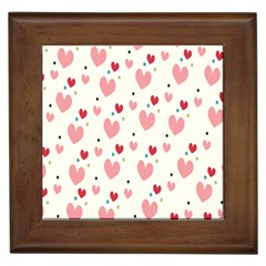 Love Heart Pink Polka Valentine Red Black Green White Framed Tiles by Mariart