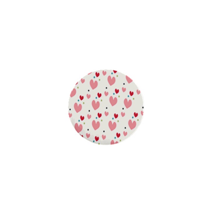 Love Heart Pink Polka Valentine Red Black Green White 1  Mini Buttons