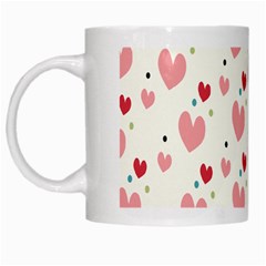 Love Heart Pink Polka Valentine Red Black Green White White Mugs by Mariart