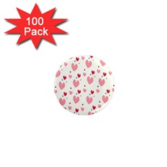 Love Heart Pink Polka Valentine Red Black Green White 1  Mini Magnets (100 Pack)  by Mariart