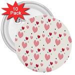 Love Heart Pink Polka Valentine Red Black Green White 3  Buttons (10 pack)  Front