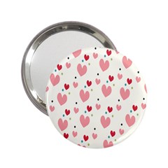 Love Heart Pink Polka Valentine Red Black Green White 2 25  Handbag Mirrors by Mariart