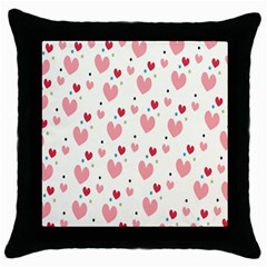 Love Heart Pink Polka Valentine Red Black Green White Throw Pillow Case (black) by Mariart