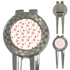 Love Heart Pink Polka Valentine Red Black Green White 3-in-1 Golf Divots by Mariart