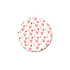 Love Heart Pink Polka Valentine Red Black Green White Golf Ball Marker by Mariart