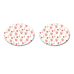 Love Heart Pink Polka Valentine Red Black Green White Cufflinks (oval) by Mariart