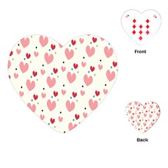 Love Heart Pink Polka Valentine Red Black Green White Playing Cards (heart)  by Mariart