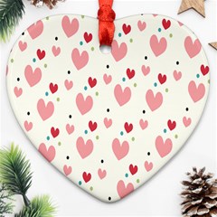 Love Heart Pink Polka Valentine Red Black Green White Heart Ornament (two Sides) by Mariart