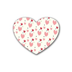 Love Heart Pink Polka Valentine Red Black Green White Heart Coaster (4 Pack)  by Mariart