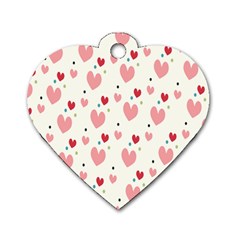 Love Heart Pink Polka Valentine Red Black Green White Dog Tag Heart (two Sides) by Mariart